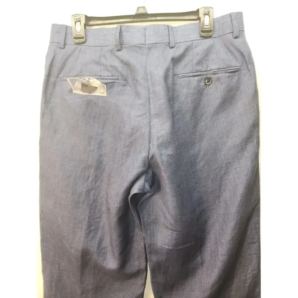 Palm Beach Mens Suit Pants Blue Size 34RW Linen NWOT Pockets Straight Leg 8236